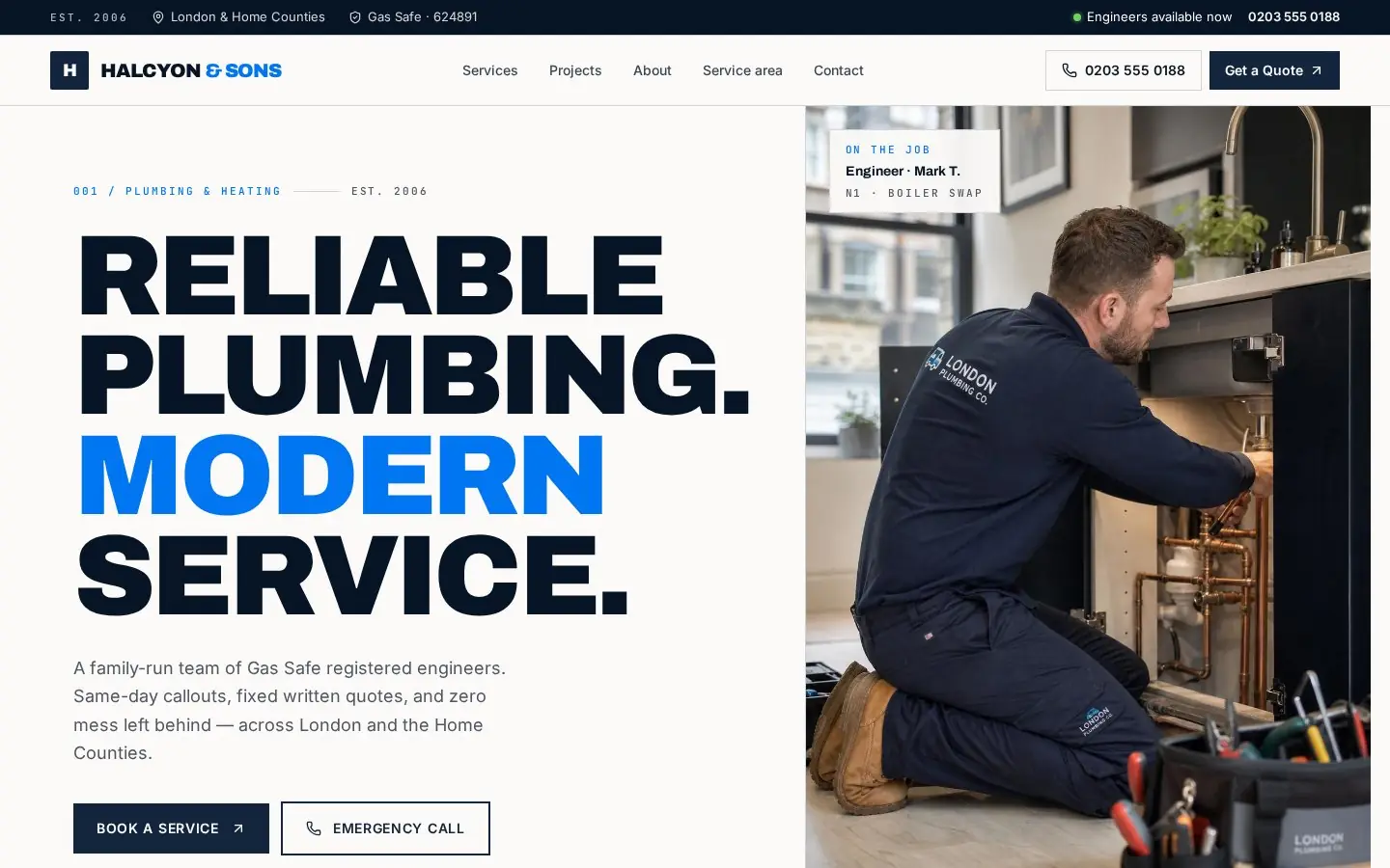 HALCYON & SONS Plumbing Co. website preview